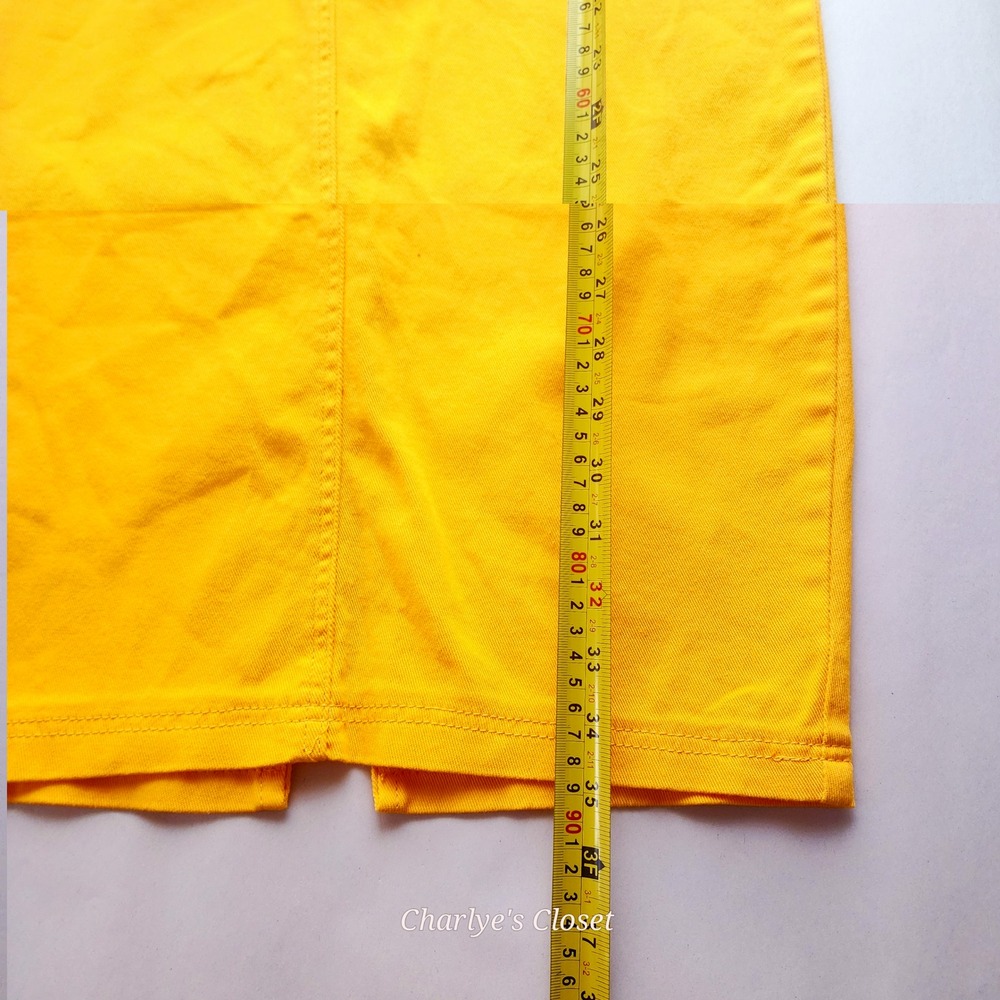 Yellow Denim Strapless Corset Midi Dress Sz. L | Y2K Stretch Denim Revival‎ - Picture 6 of 11